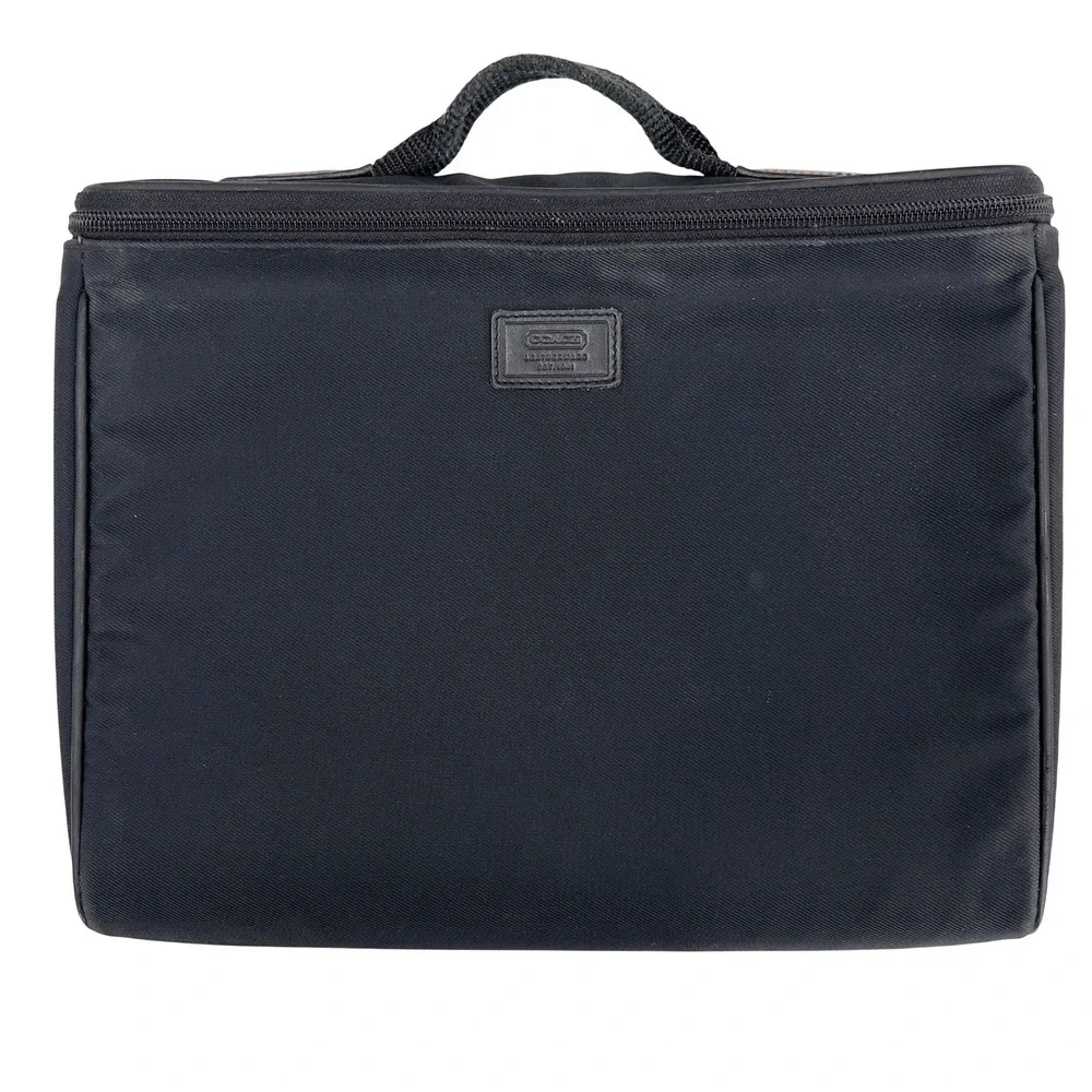 Coach NotebookTablet Case Black Leather Trim Zip‎ Around